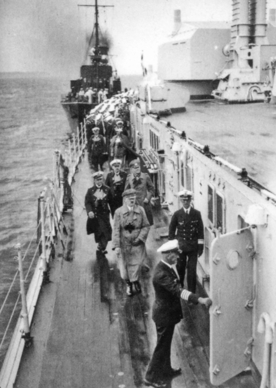 Adolf Hitler visits the cruiser Köln in Kiel